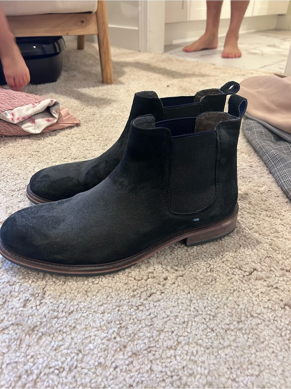 Men's Black Suede Chelsea Boots - Classic Pull-On Style